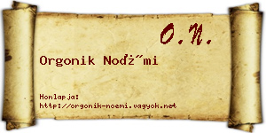Orgonik Noémi névjegykártya
